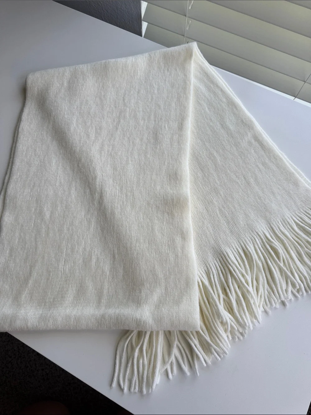 Soft Ivory Fringe Scarf